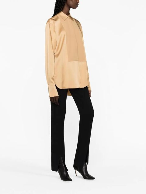 Jil Sander satin-finish panelled shirt - Brown - zdjęcie produktu nr 2