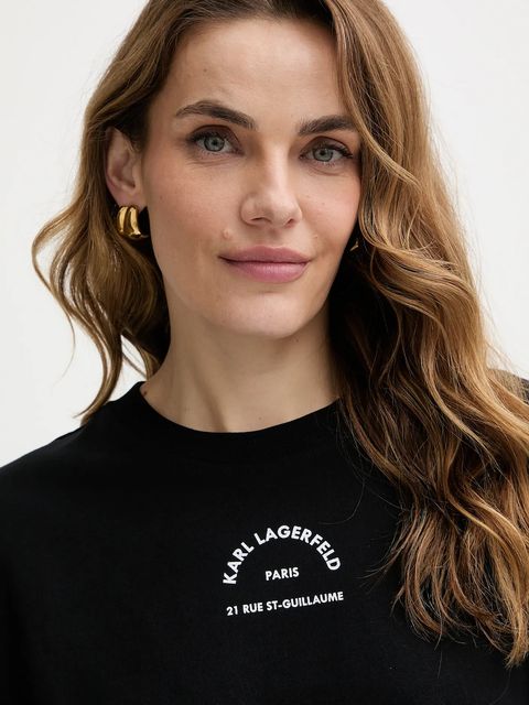 Karl Lagerfeld t-shirt bawełniany damski kolor czarny B1W17032