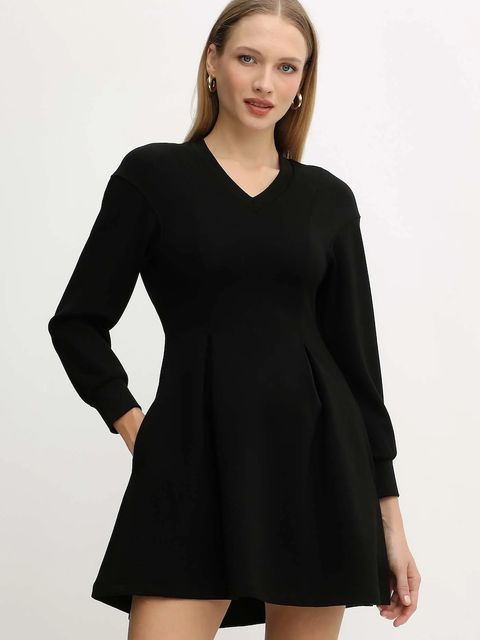 Armani Exchange sukienka kolor czarny mini rozkloszowana XW001288 AF16111 - zdjęcie produktu nr 1