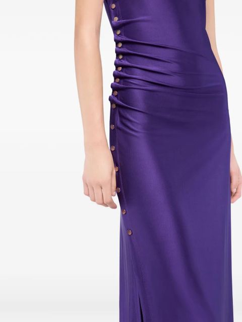 Rabanne draped snap-fastening midi dress - Purple