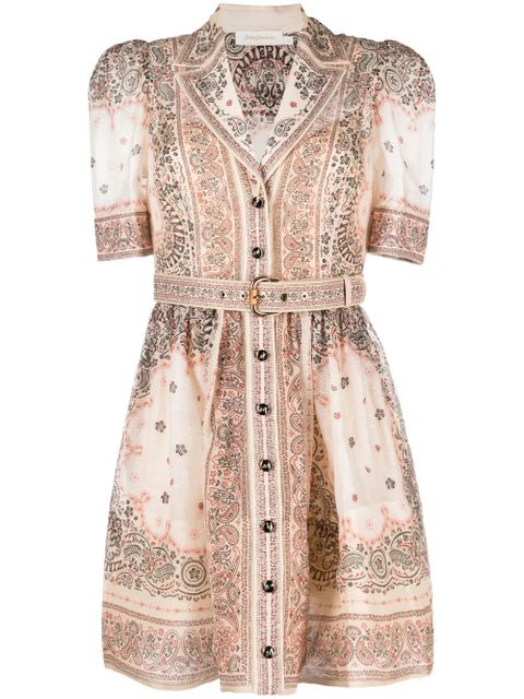 ZIMMERMANN Matchmaker paisley-print mini shirtdress - Neutrals - zdjęcie produktu nr 1