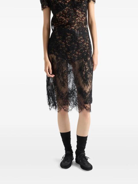 Prada scalloped lace mini dress - Black
