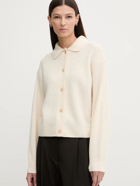 Marc O'Polo kardigan z dodatkiem wełny damski kolor beżowy ciepły 600609061081 - zdjęcie produktu nr 1