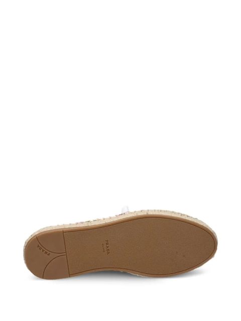Prada floral-print lace-up espadrilles - White