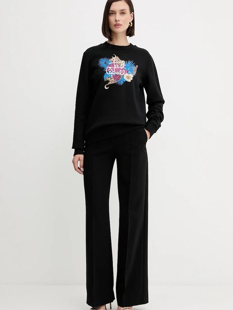 Just Cavalli bluza bawełniana damska kolor czarny z nadrukiem 79PAIE24 CF102 - zdjęcie produktu nr 2