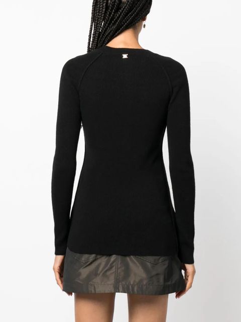 PINKO round-neck ribbed-knit top - Black