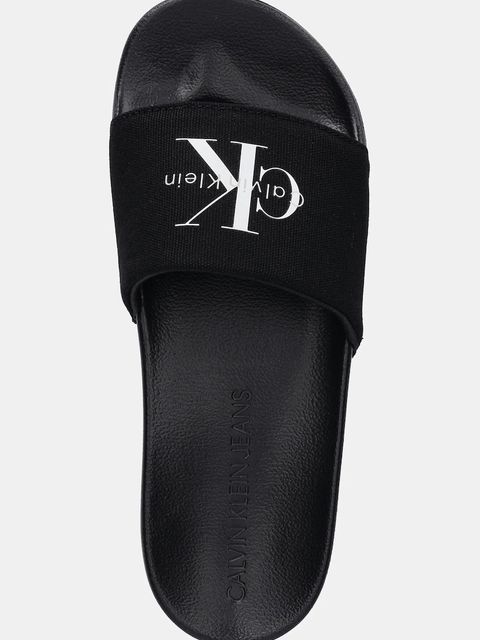 Calvin Klein Jeans klapki SLIDE MONOGRAM WN LOGO CK damskie kolor czarny YW0YW01967