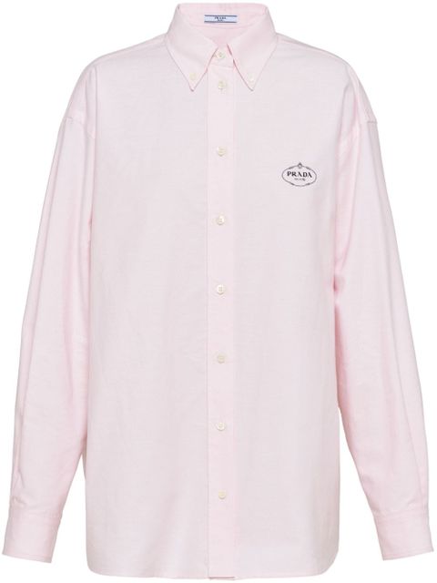 Prada logo-embroidered cotton shirt - Pink - zdjęcie produktu nr 1