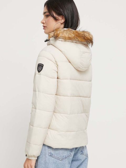 Superdry kurtka damska kolor beżowy zimowa