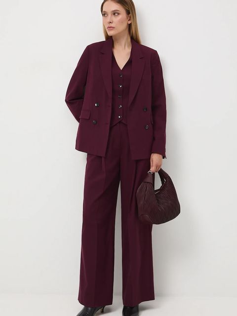 Medicine marynarka dwurzędowa damska kolor bordowy dwurzędowa gładka - zdjęcie produktu nr 1