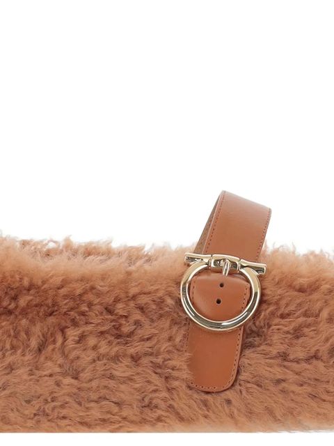 Ferragamo shearling ballet flats - Brown