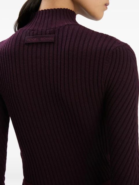 Victoria Beckham ribbed high-neck polo top - Red