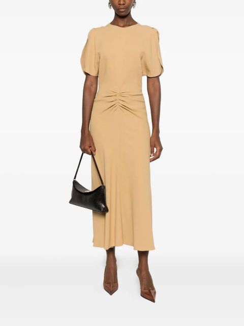 Victoria Beckham flutter-sleeve draped dress - Yellow
