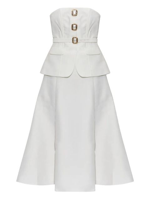 Self-Portrait pearl-button midi dress - White - zdjęcie produktu nr 1