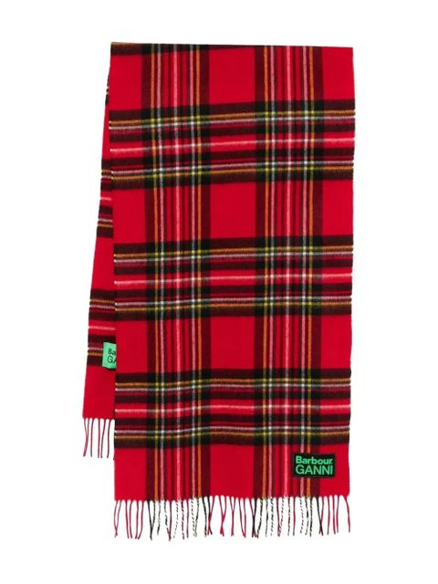 GANNI x Barbour tartan fringed scarf - Red - zdjęcie produktu nr 1