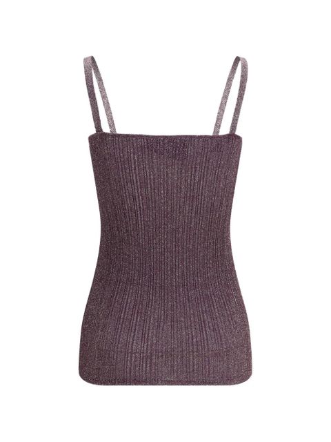 Valentino Garavani lace-trim ribbed top - Purple - zdjęcie produktu nr 2