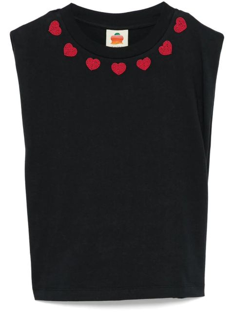 FARM Rio beaded-hearts T-shirt - Black - zdjęcie produktu nr 1
