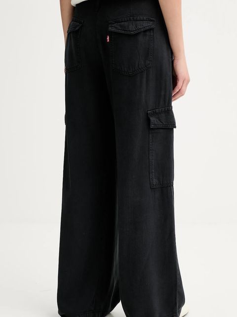 Levi's spodnie BAGGY DAD CARGO damskie kolor czarny szerokie high waist 003IN