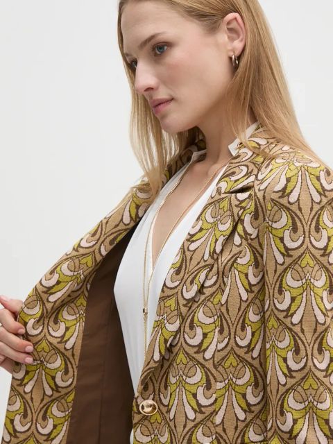 Gaudi marynarka kolor beżowy jednorzędowa wzorzysta 421FD34001