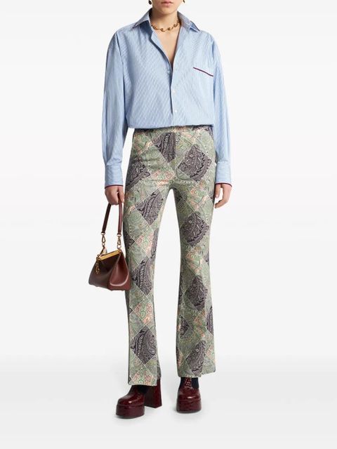 ETRO flared printed cady trousers - Neutrals