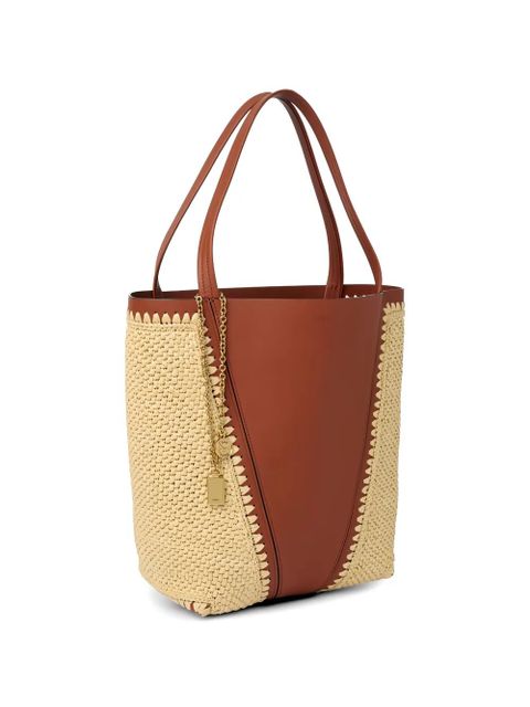 Chloé logo-detail charm-detail tote bag - Brown