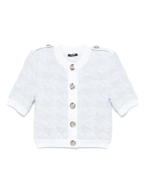 Balmain short-sleeve tweed cardigan - Blue - zdjęcie produktu nr 1