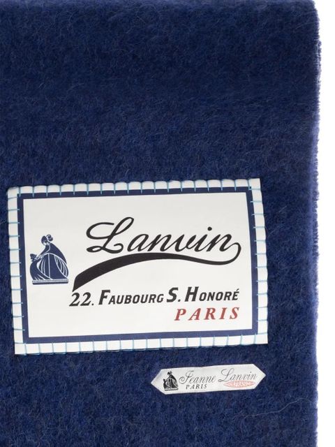 Lanvin logo-appliqué fringed scarf - Blue - zdjęcie produktu nr 2