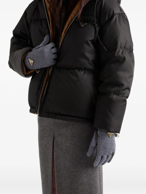 Prada wool and nappa leather gloves - Grey