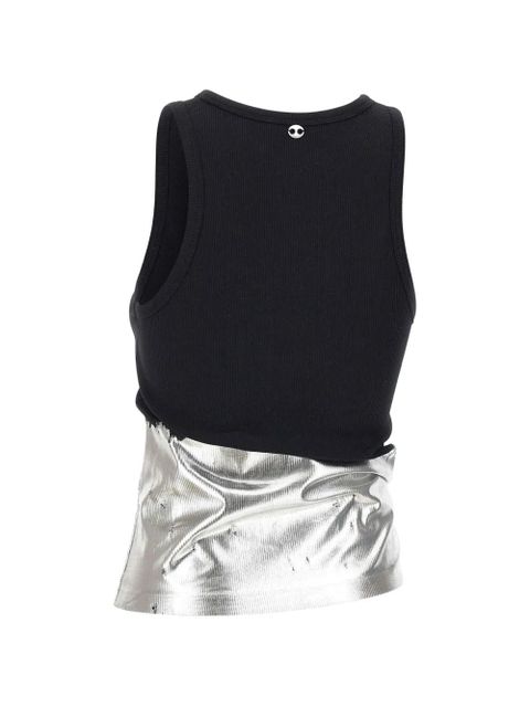 Rabanne foil-finish asymmetric tank top - Black