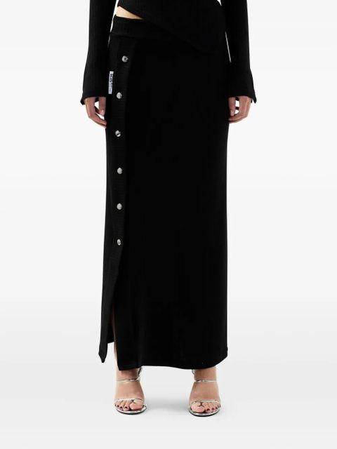 GCDS button ribbed midi skirt - Black