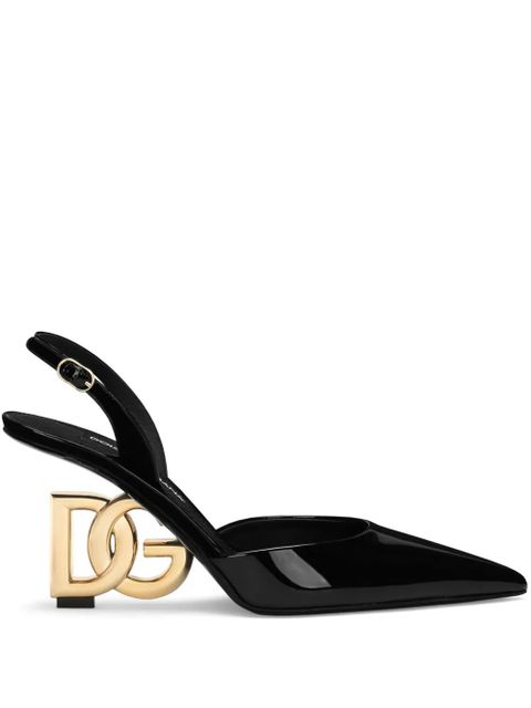 Dolce & Gabbana DG-heel leather slingback pumps - Black - zdjęcie produktu nr 1