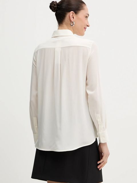 Weekend Max Mara koszula jedwabna CURVONE damska kolor beżowy regular z kołnierzykiem klasycznym 2615111121600 - zdjęcie produktu nr 2