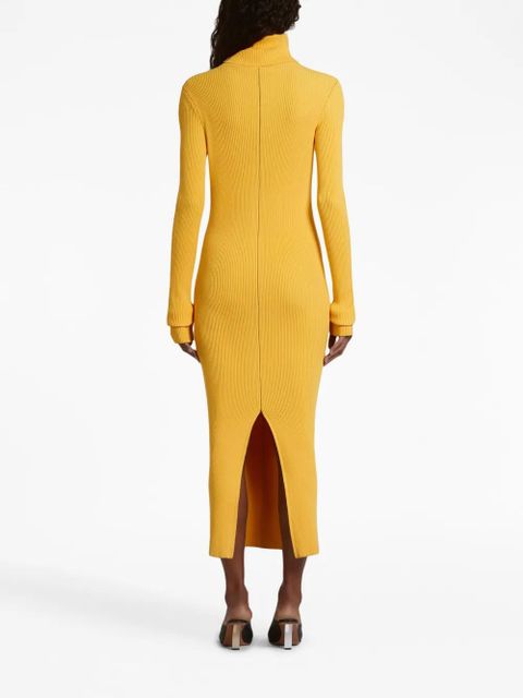Marni roll-neck ribbed midi dress - Yellow
