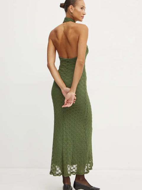 Bardot sukienka OLA kolor zielony maxi dopasowana 59403DB