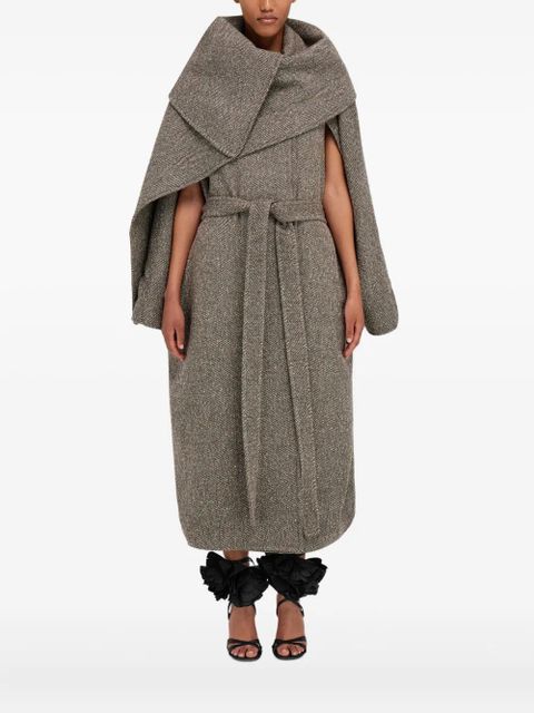 Ferragamo herringbone belted coat - Brown