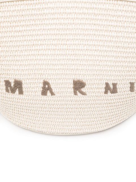 Marni logo-embroidered interwoven tote bag - White