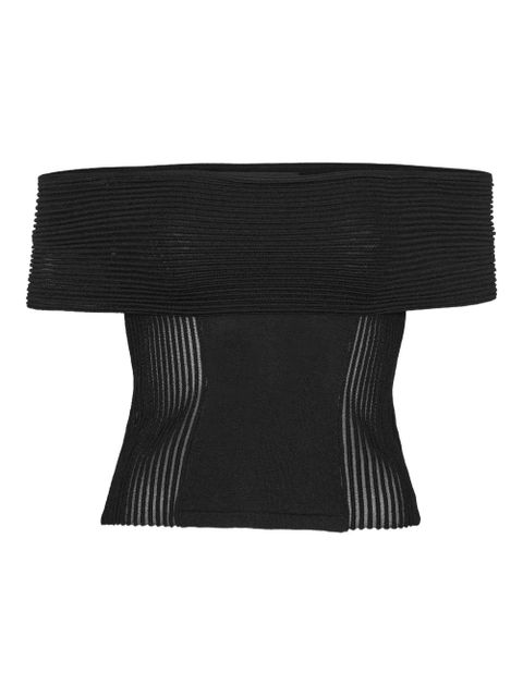 ROTATE BIRGER CHRISTENSEN knitted off-shoulder top - Black - zdjęcie produktu nr 1