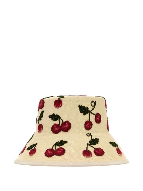 Valentino Garavani embroidered-cherry hat - Neutrals