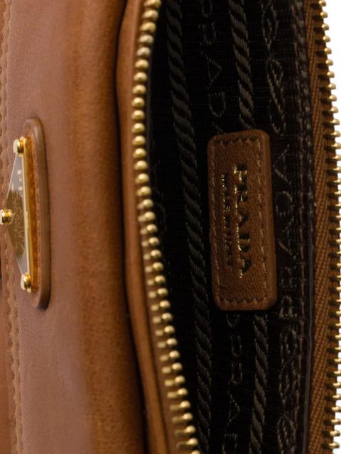 Prada nappa leather wallet with shoulder strap - Brown