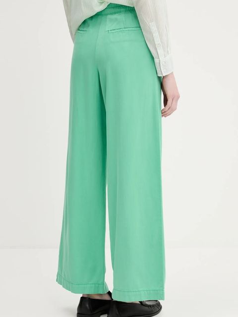 United Colors of Benetton spodnie damskie kolor zielony proste high waist 4LEDDF09O