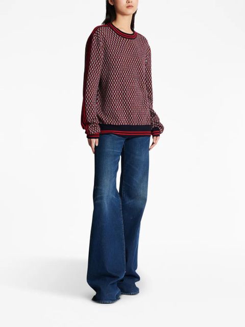 Balmain monogram check-pattern jumper - Red