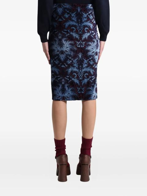 ETRO damask-pattern pencil midi skirt - Blue