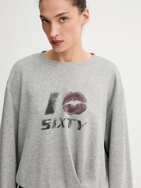 Miss Sixty bluza z domieszką wełny damska kolor szary z nadrukiem 6S3TJ59000