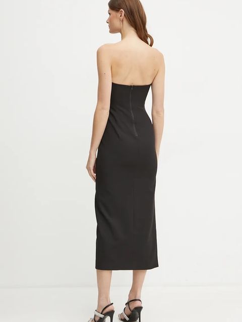 Bardot sukienka ELENI kolor czarny maxi dopasowana 58778DB1