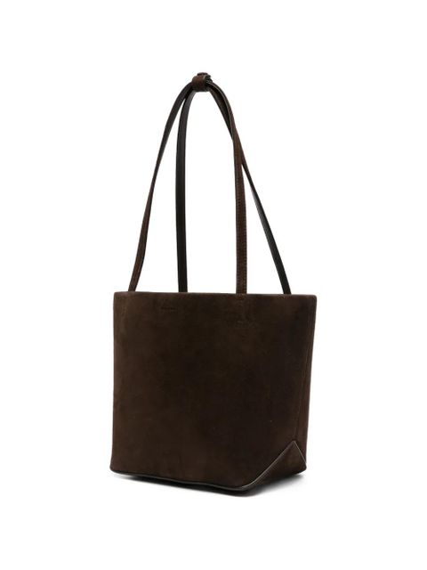The Row geometric suede leather tote - Brown