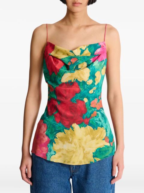 Balmain rose-print tank top - Green - zdjęcie produktu nr 2