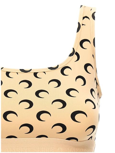 Marine Serre crescent moon-print sport bra - Neutrals