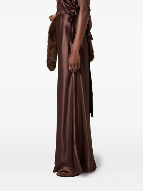 Miu Miu flared double-strap maxi dress - Brown