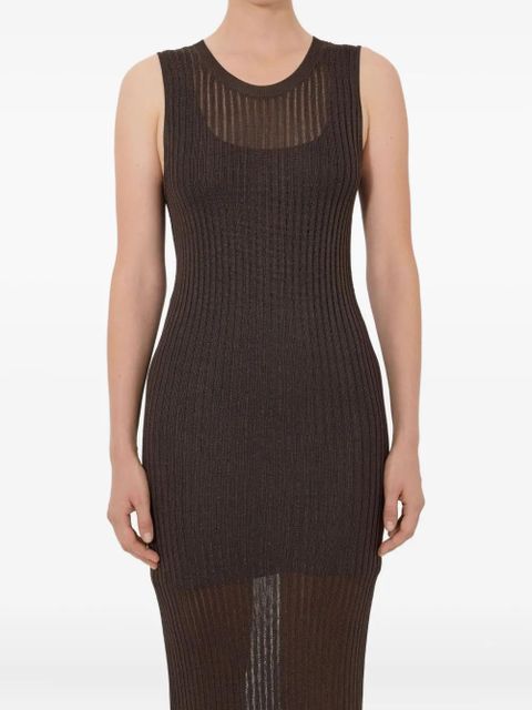LouLou de Saison Icaria ribbed semi-sheer maxi dress - Brown
