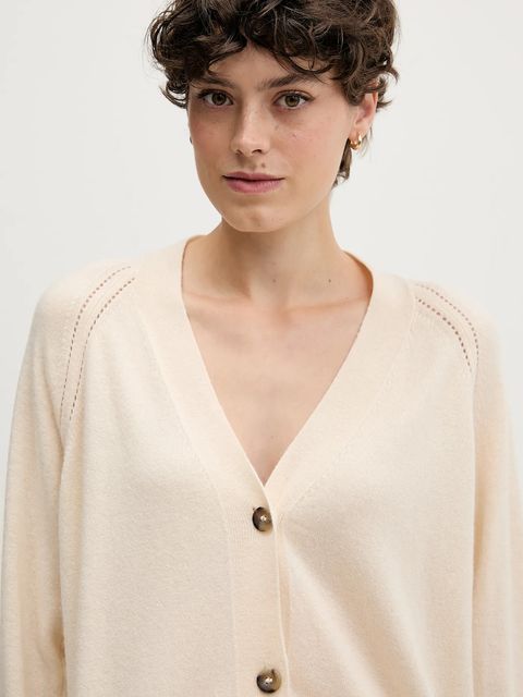 Sisley kardigan z dodatkiem wełny damski kolor beżowy lekki 102HM602Q